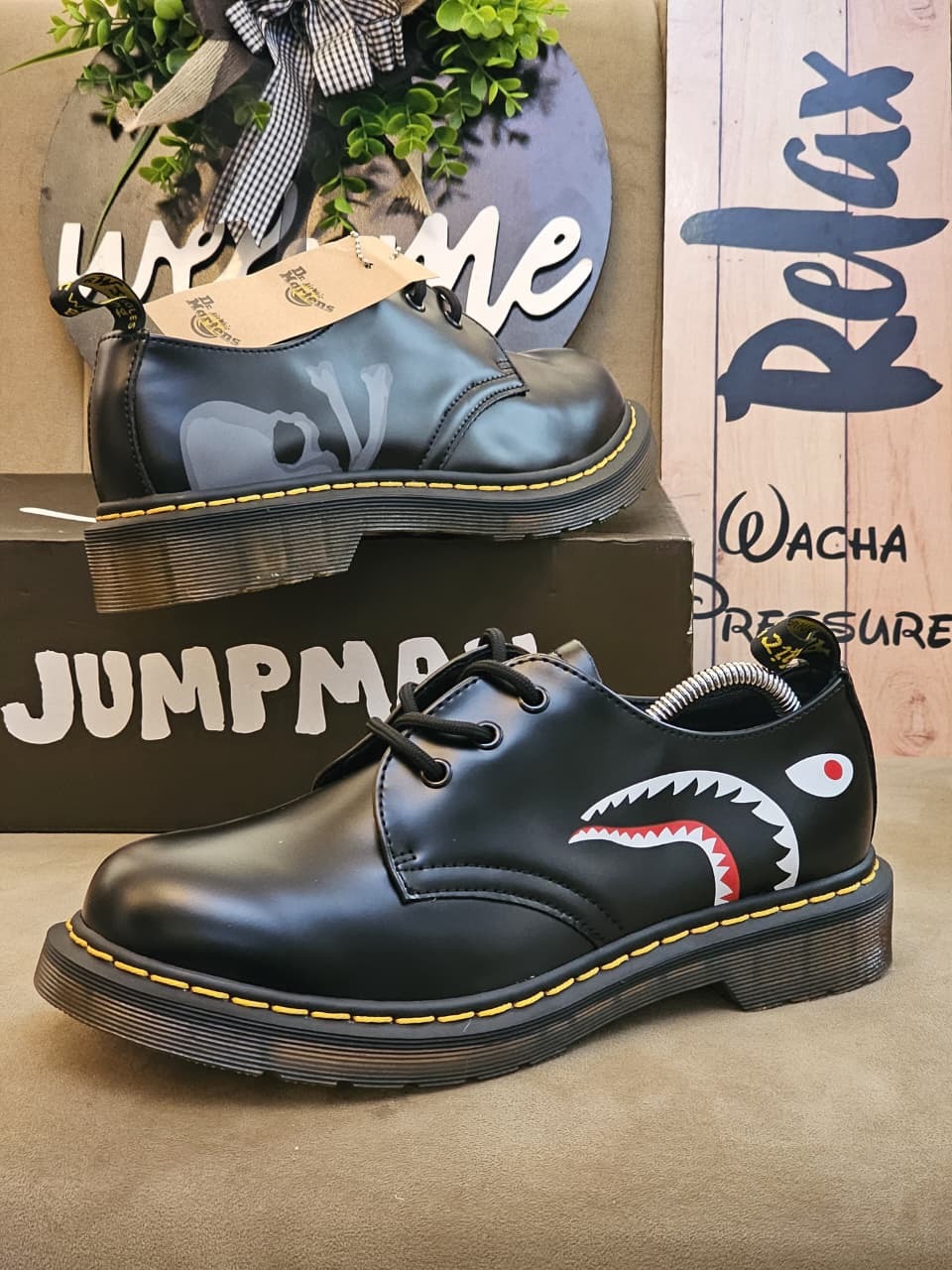 🔥 Quality Dr. Martens 1451 (BAPE) Unisex Platform Oxford Shoes – Black Chunky Sole Buckle Casual Shoes | Trendy Gothic Streetwear Platform Loafers | Comfortable Thick Sole Fashion Sneakers for Women