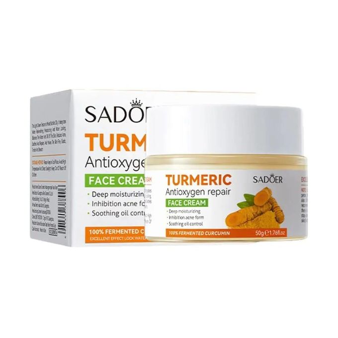 SADOER 5 in 1 Turmeric Set, Tumeric Cleanser + Turmeric Serum + Tumeric Cream + Vitamin C Lipbalm Moisturizing Lip Balm + Blackheads Removal Peel Off Mask, Anti Oxidation, Moisturizing, Anti Acne