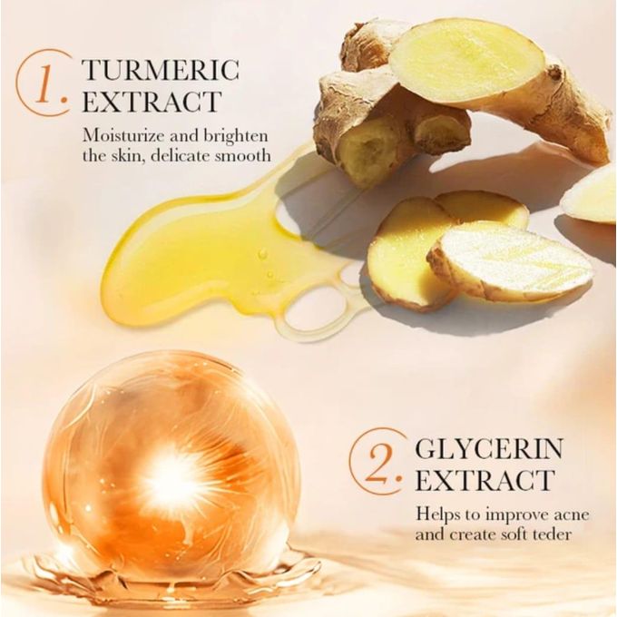 SADOER 5 in 1 Turmeric Set, Tumeric Cleanser + Turmeric Serum + Tumeric Cream + Vitamin C Lipbalm Moisturizing Lip Balm + Blackheads Removal Peel Off Mask, Anti Oxidation, Moisturizing, Anti Acne