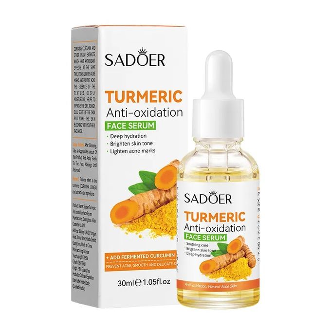 SADOER 5 in 1 Turmeric Set, Tumeric Cleanser + Turmeric Serum + Tumeric Cream + Vitamin C Lipbalm Moisturizing Lip Balm + Blackheads Removal Peel Off Mask, Anti Oxidation, Moisturizing, Anti Acne