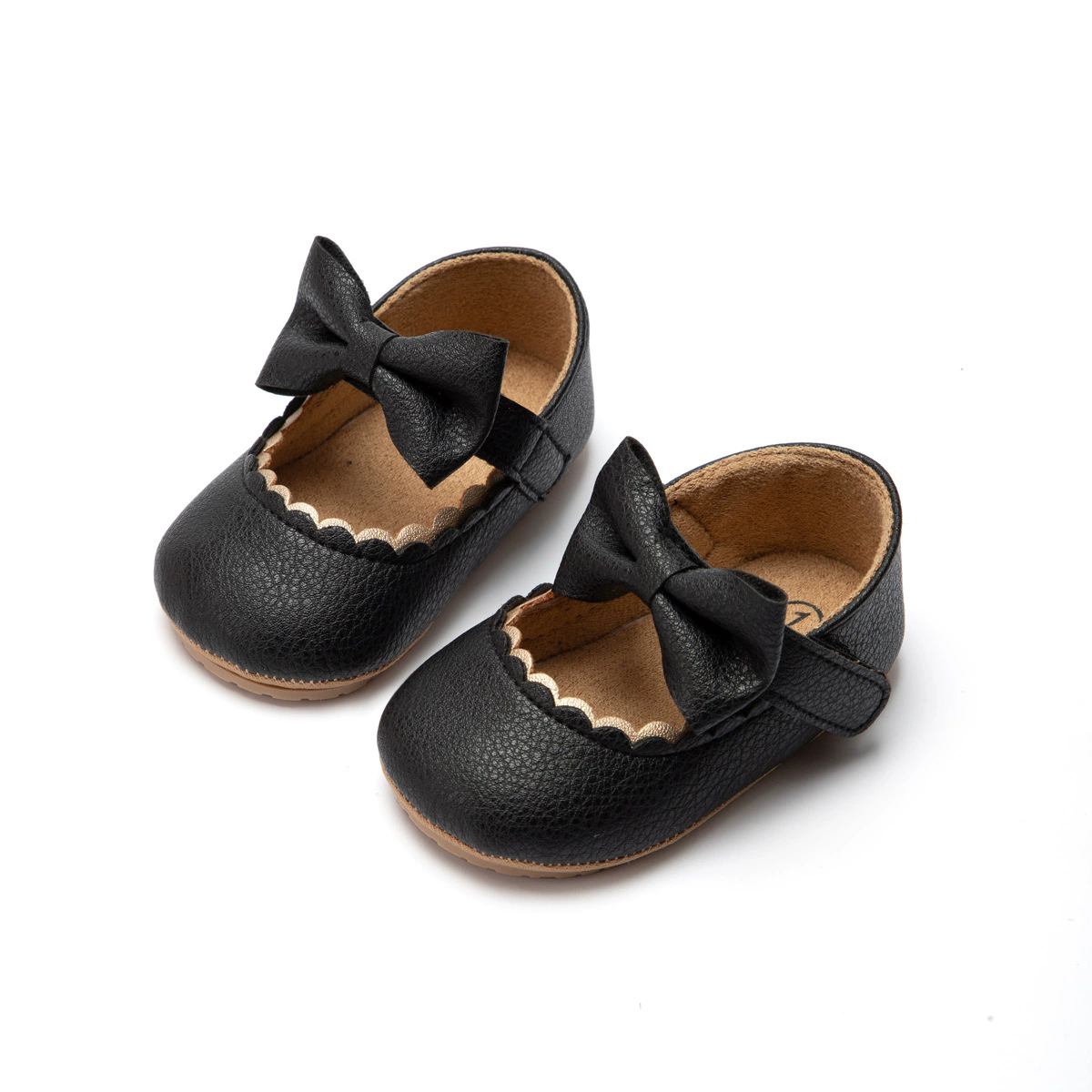 2026Black Fashion Newborn Party Princess Shoes Boys And Girls' First Step Walking Shoes Rubber Soled Anti Slip Baby Shoes 0-18M