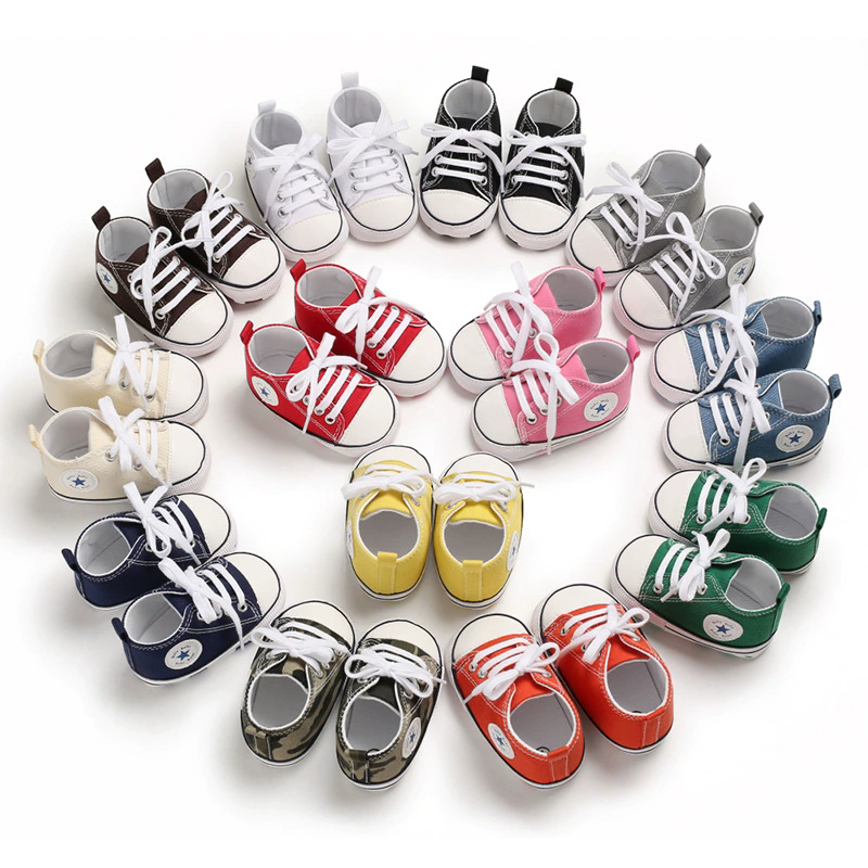 Baby Canvas Classic Sports Sneakers Newborn Baby Boys Girls Print Star First Walkers Shoes Infant Toddler Anti-slip Baby Shoes
