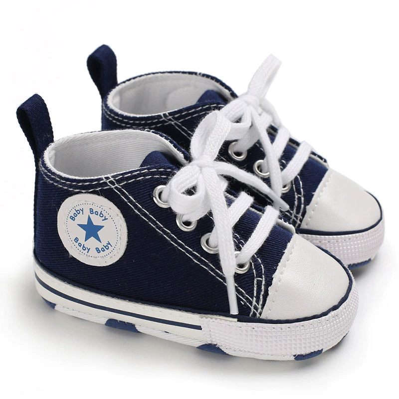 Baby Canvas Classic Sports Sneakers Newborn Baby Boys Girls Print Star First Walkers Shoes Infant Toddler Anti-slip Baby Shoes