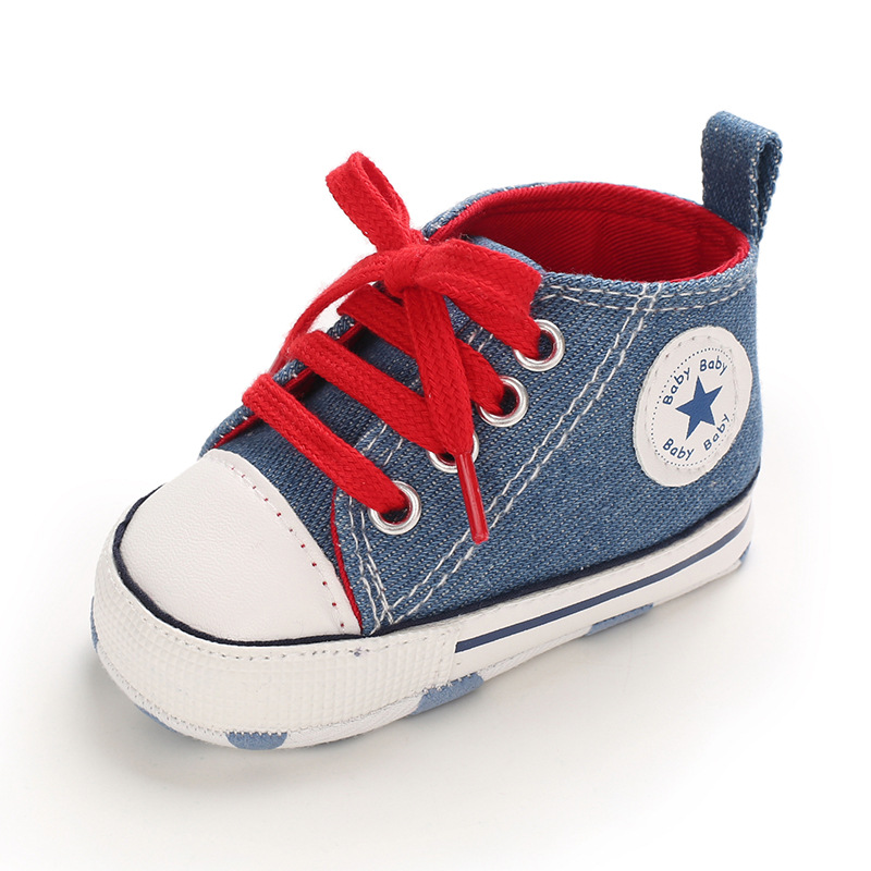Baby Canvas Classic Sports Sneakers Newborn Baby Boys Girls Print Star First Walkers Shoes Infant Toddler Anti-slip Baby Shoes