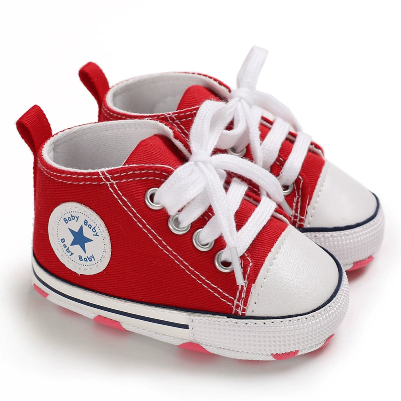 Baby Canvas Classic Sports Sneakers Newborn Baby Boys Girls Print Star First Walkers Shoes Infant Toddler Anti-slip Baby Shoes