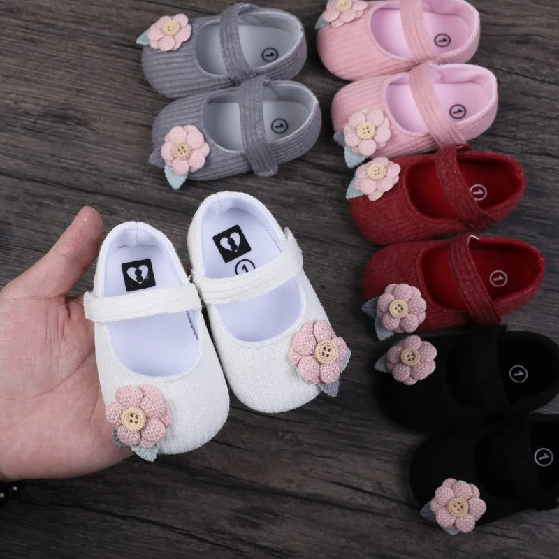 Lovely Flower Infant Girl Shoes Cotton Bottom Baby Soft Sole Princess Toddler First Walker Lightweight Newborn Prewalkers Shoe