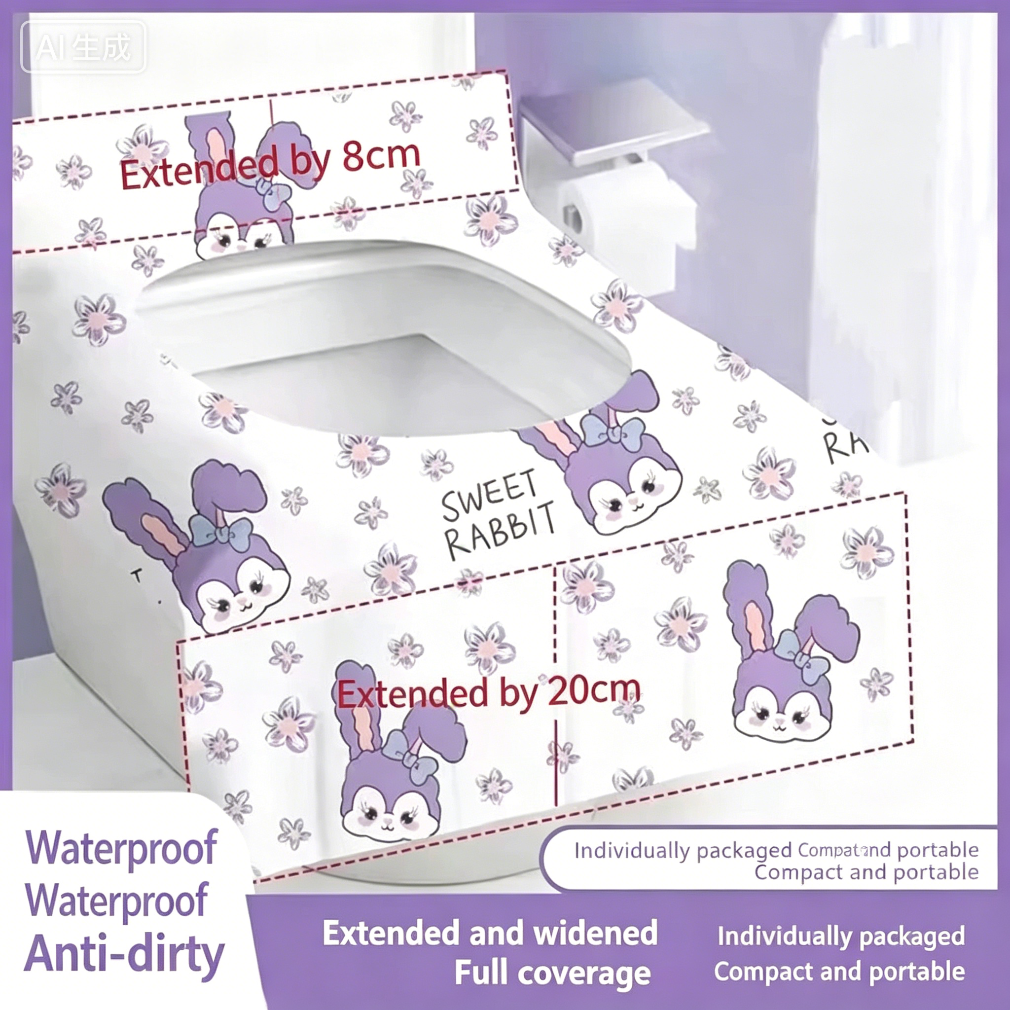 Toilet Seat Covers Disposable, 10 Pcs Extra Large Waterproof Toilet Cover for Toddlers & Adults, Portable Individually