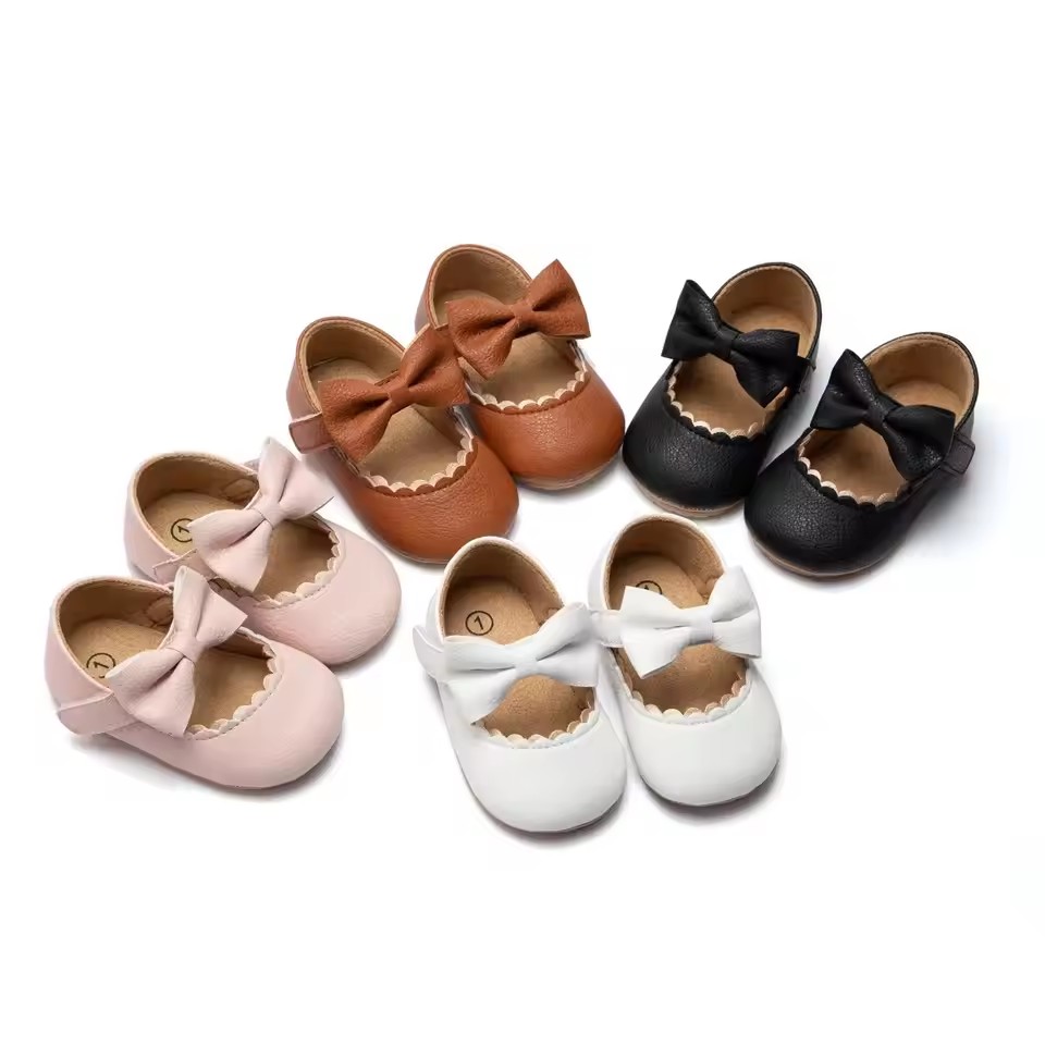2026Black Fashion Newborn Party Princess Shoes Boys And Girls' First Step Walking Shoes Rubber Soled Anti Slip Baby Shoes 0-18M