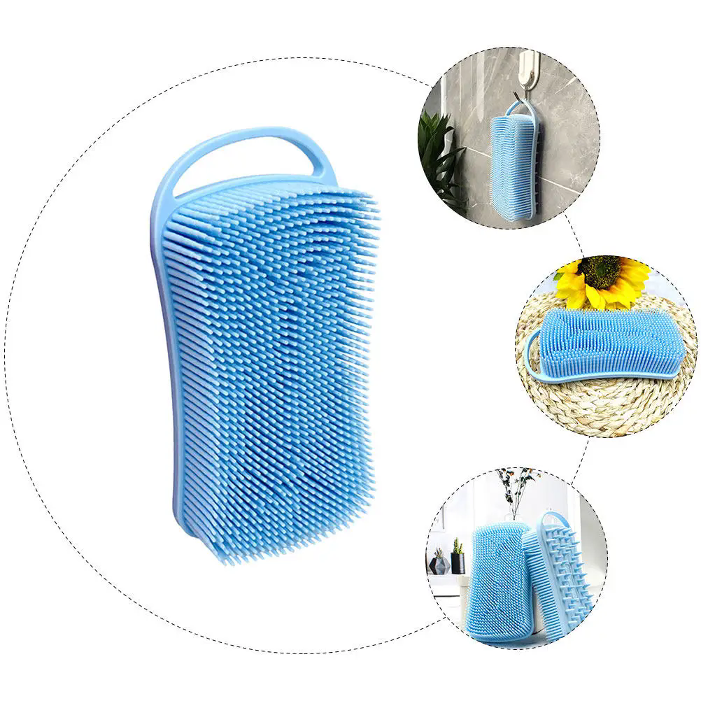 Silicone Shower Brush Soft Silicone Body Scrubber Scalp Massager Shampoo Brush Double-Sided Body Brush Foam Skin Clean Tools