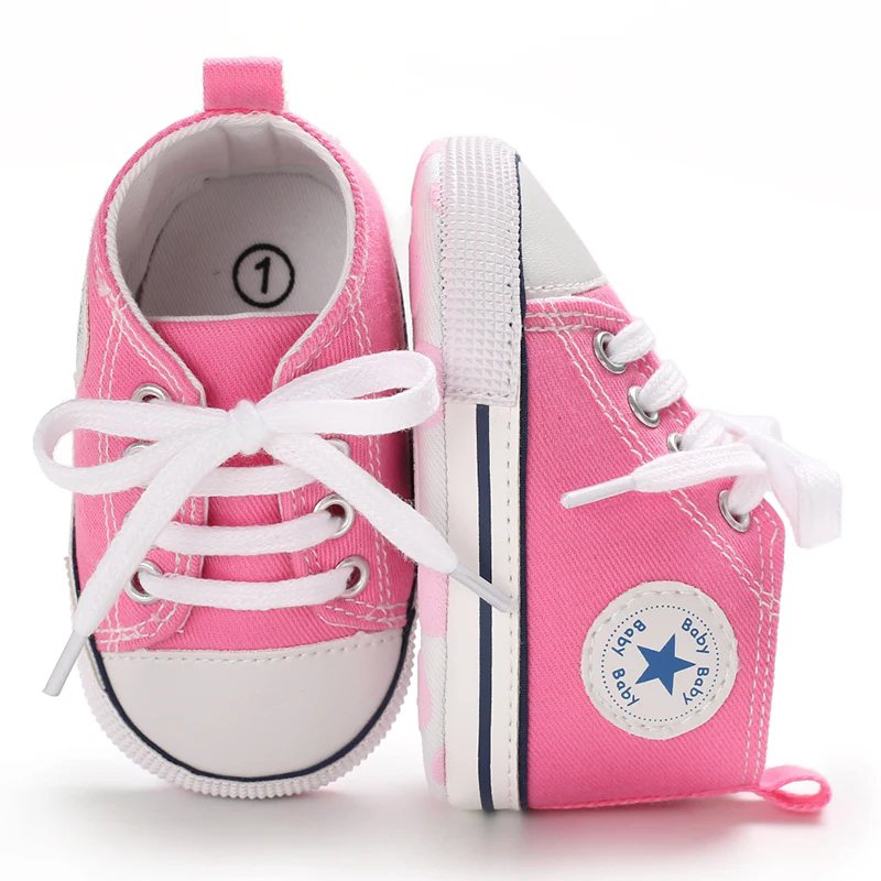 Baby Canvas Classic Sports Sneakers Newborn Baby Boys Girls Print Star First Walkers Shoes Infant Toddler Anti-slip Baby Shoes
