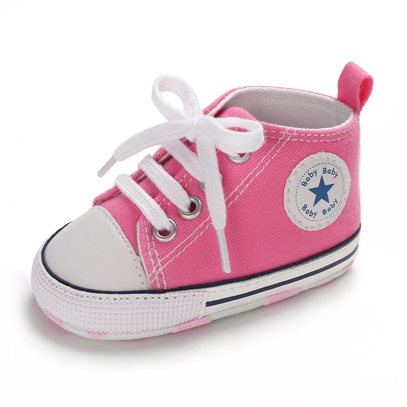 Baby Canvas Classic Sports Sneakers Newborn Baby Boys Girls Print Star First Walkers Shoes Infant Toddler Anti-slip Baby Shoes