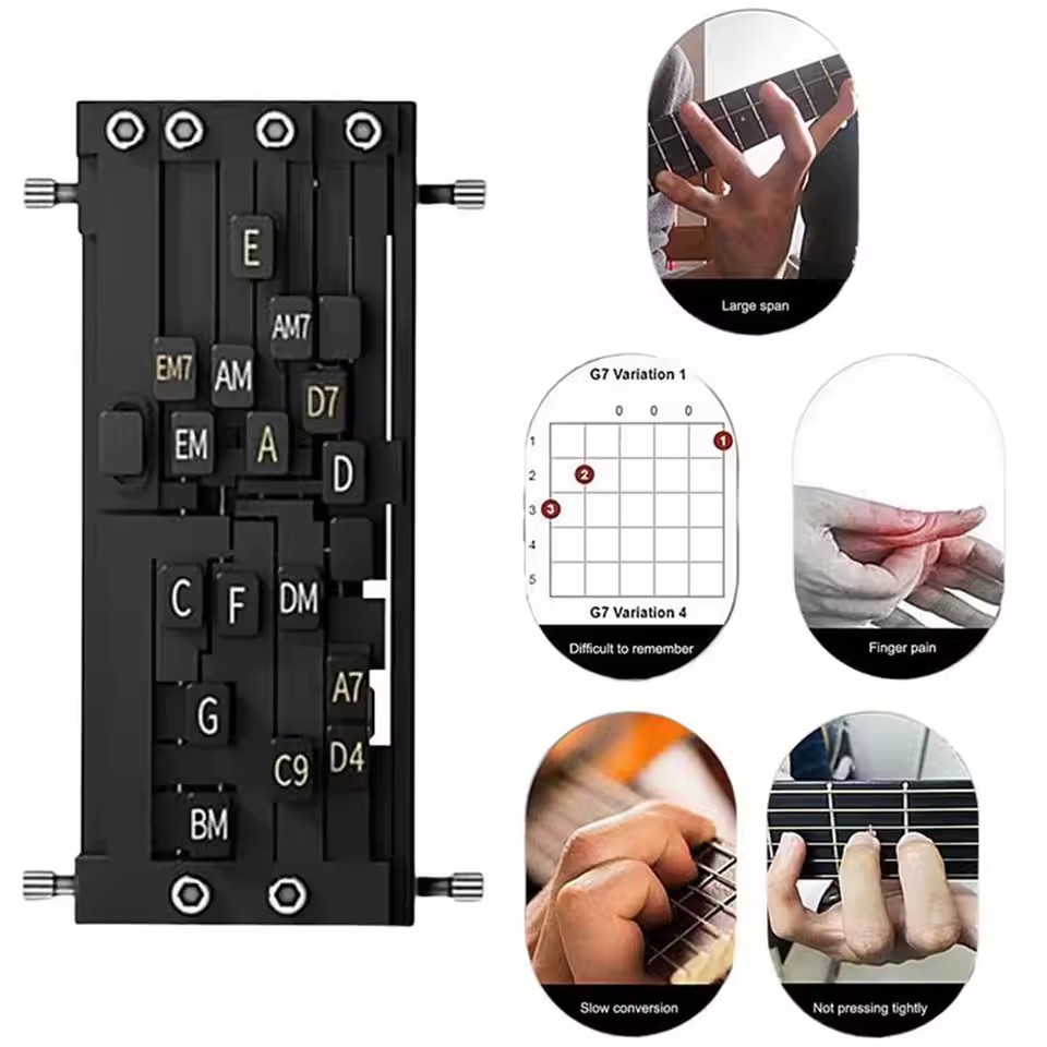 Chord Presser For Guitars Presser Learning Aid With One-Touch Chord Switching Finger Pain Relief Trainers For Smooth-Practice