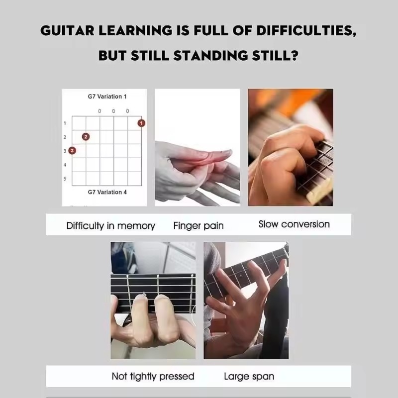 Chord Presser For Guitars Presser Learning Aid With One-Touch Chord Switching Finger Pain Relief Trainers For Smooth-Practice