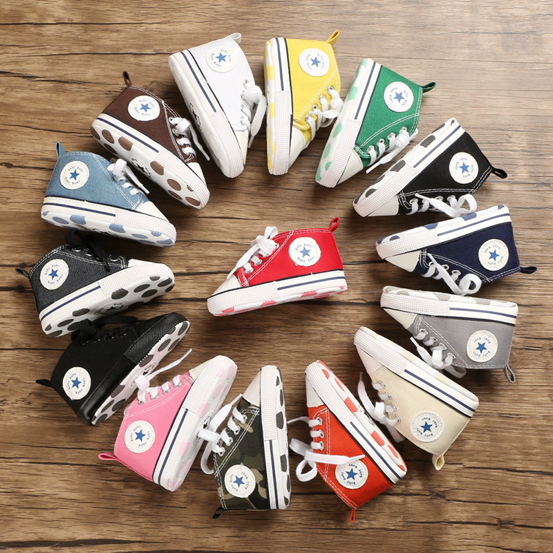 Baby Canvas Classic Sports Sneakers Newborn Baby Boys Girls Print Star First Walkers Shoes Infant Toddler Anti-slip Baby Shoes