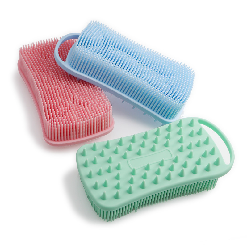 Silicone Shower Brush Soft Silicone Body Scrubber Scalp Massager Shampoo Brush Double-Sided Body Brush Foam Skin Clean Tools