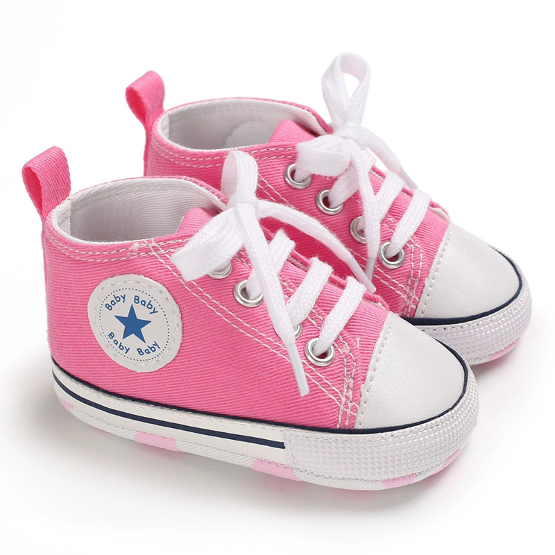 Baby Canvas Classic Sports Sneakers Newborn Baby Boys Girls Print Star First Walkers Shoes Infant Toddler Anti-slip Baby Shoes