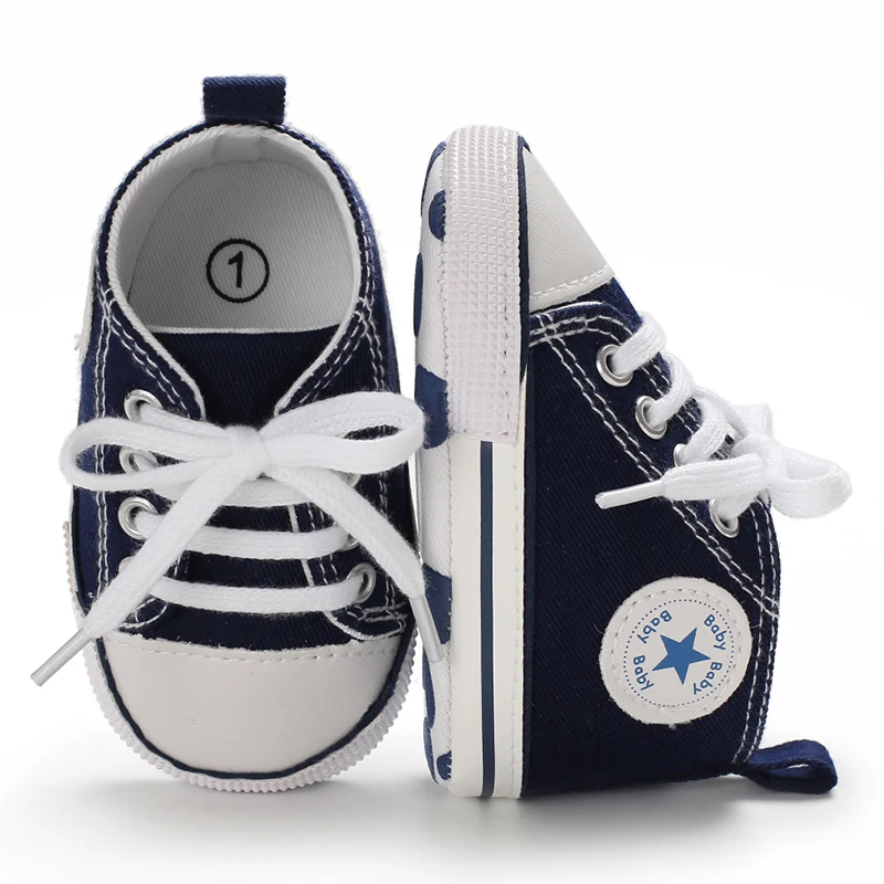Baby Canvas Classic Sports Sneakers Newborn Baby Boys Girls Print Star First Walkers Shoes Infant Toddler Anti-slip Baby Shoes