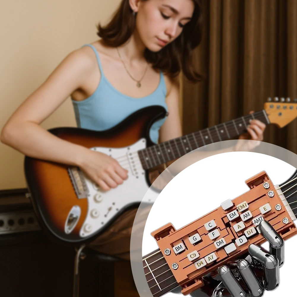 Chord Presser For Guitars Presser Learning Aid With One-Touch Chord Switching Finger Pain Relief Trainers For Smooth-Practice