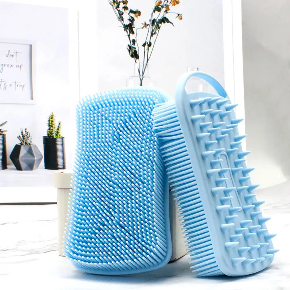 Silicone Shower Brush Soft Silicone Body Scrubber Scalp Massager Shampoo Brush Double-Sided Body Brush Foam Skin Clean Tools
