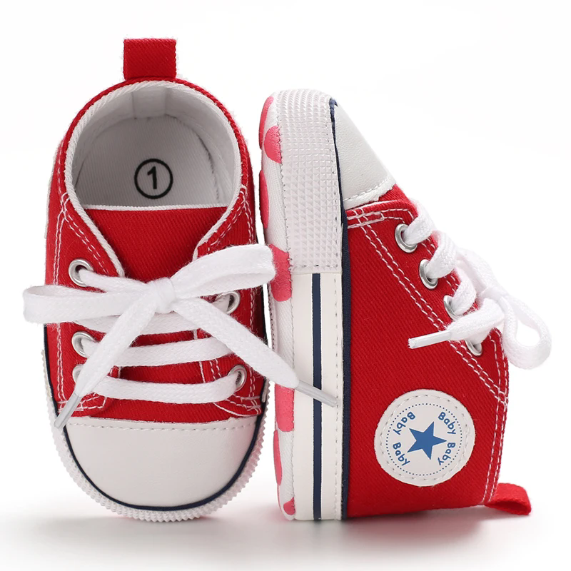 Baby Canvas Classic Sports Sneakers Newborn Baby Boys Girls Print Star First Walkers Shoes Infant Toddler Anti-slip Baby Shoes