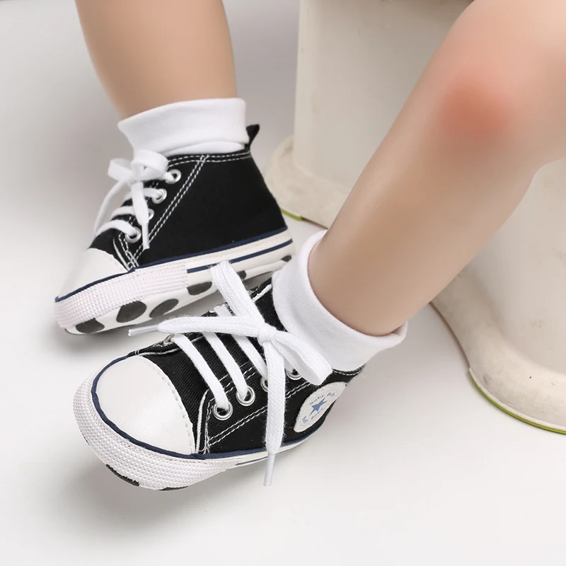 Baby Canvas Classic Sports Sneakers Newborn Baby Boys Girls Print Star First Walkers Shoes Infant Toddler Anti-slip Baby Shoes