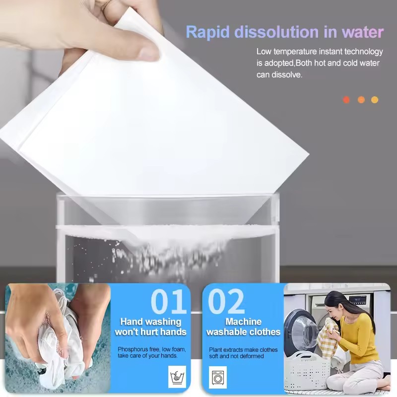 30 PCS Laundry Tablets Strong Decontamination Laundry Detergent Sheet Clothes Cleaning Laundry Soap Laundry Bubble Paper