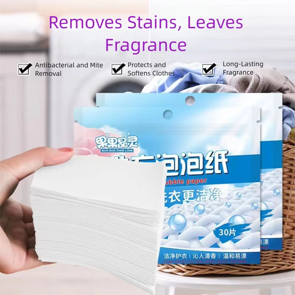 30 PCS Laundry Tablets Strong Decontamination Laundry Detergent Sheet Clothes Cleaning Laundry Soap Laundry Bubble Paper