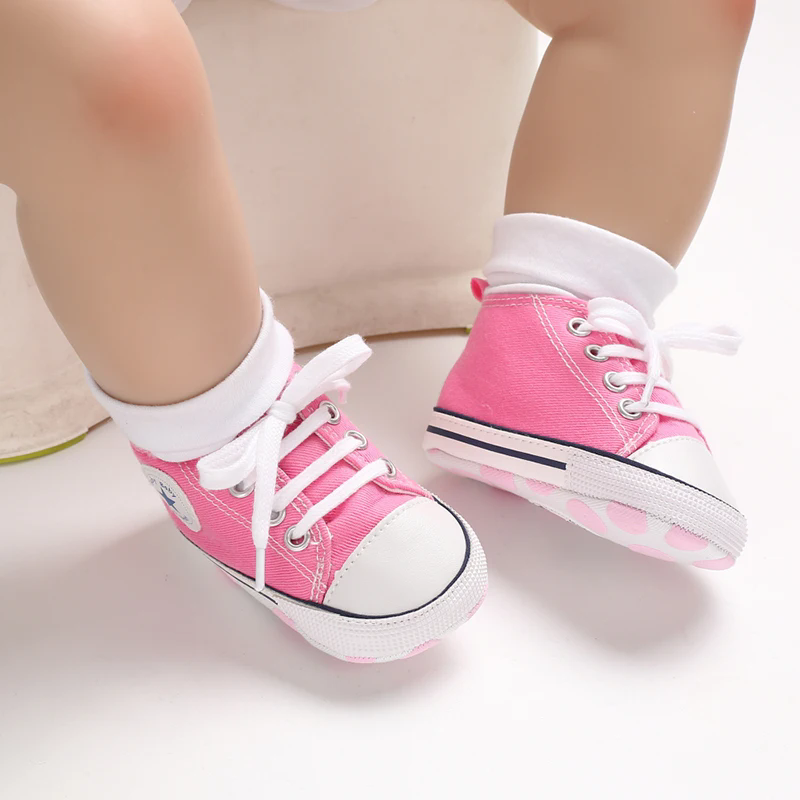 Baby Canvas Classic Sports Sneakers Newborn Baby Boys Girls Print Star First Walkers Shoes Infant Toddler Anti-slip Baby Shoes
