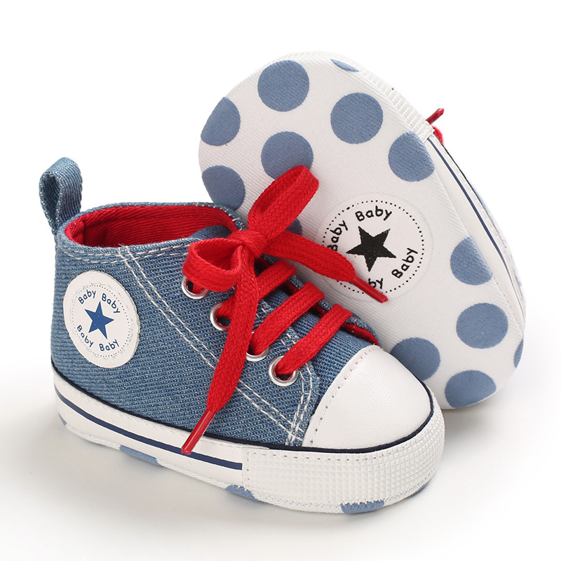 Baby Canvas Classic Sports Sneakers Newborn Baby Boys Girls Print Star First Walkers Shoes Infant Toddler Anti-slip Baby Shoes