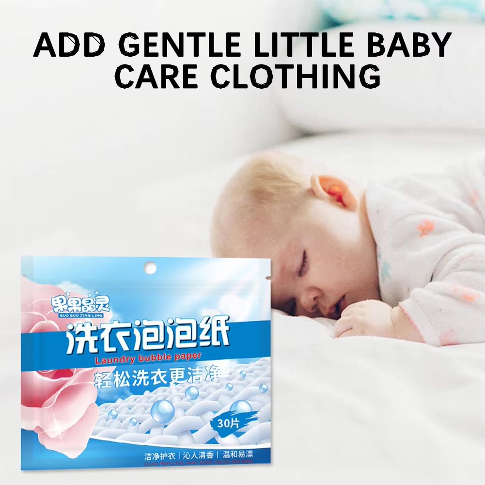 30 PCS Laundry Tablets Strong Decontamination Laundry Detergent Sheet Clothes Cleaning Laundry Soap Laundry Bubble Paper