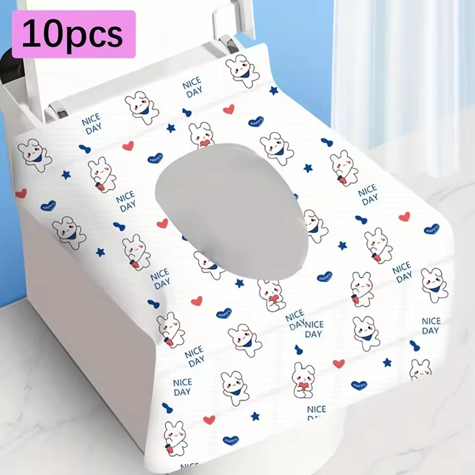 Toilet Seat Covers Disposable, 10 Pcs Extra Large Waterproof Toilet Cover for Toddlers & Adults, Portable Individually