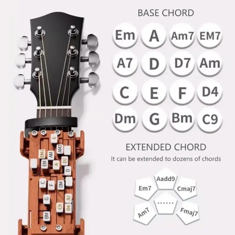 Chord Presser For Guitars Presser Learning Aid With One-Touch Chord Switching Finger Pain Relief Trainers For Smooth-Practice