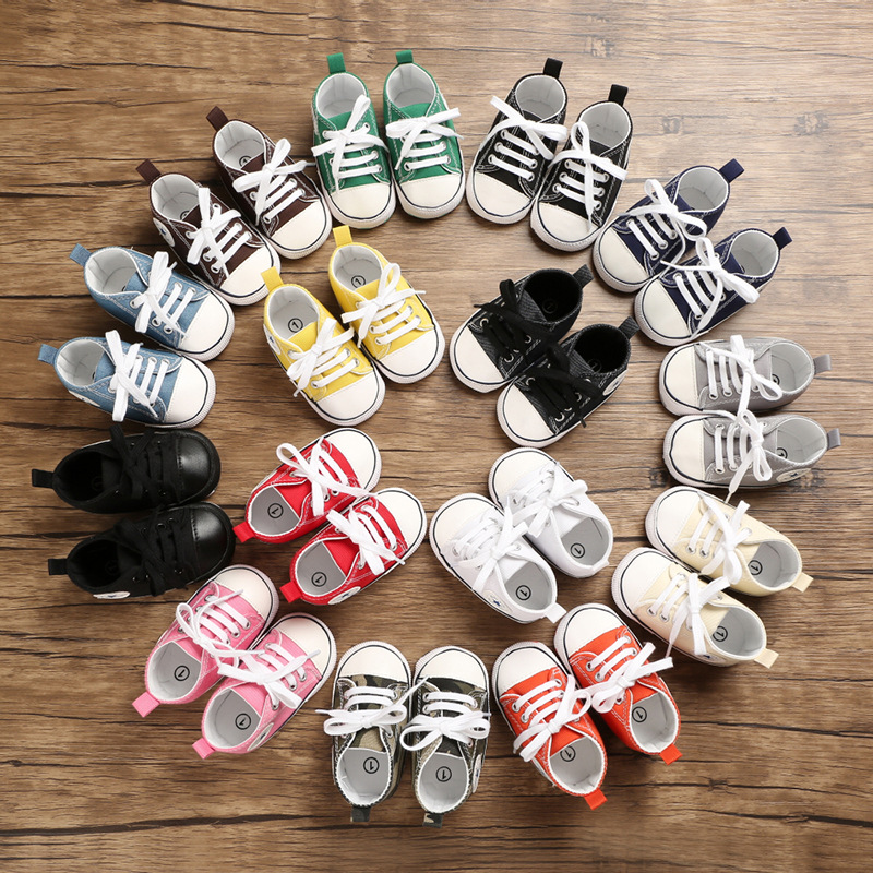 Baby Canvas Classic Sports Sneakers Newborn Baby Boys Girls Print Star First Walkers Shoes Infant Toddler Anti-slip Baby Shoes