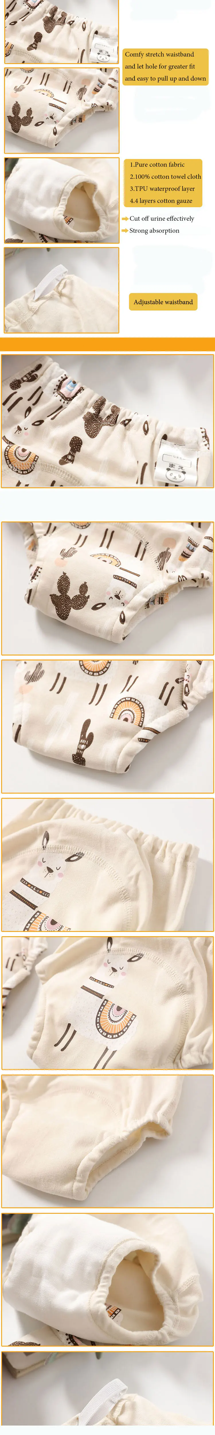 4PCS Baby Waterproof Diapers Pee Shorts Underwears Reusable Soft Ecological Cotton Toddler Potty Training Pants For Boys Girls
