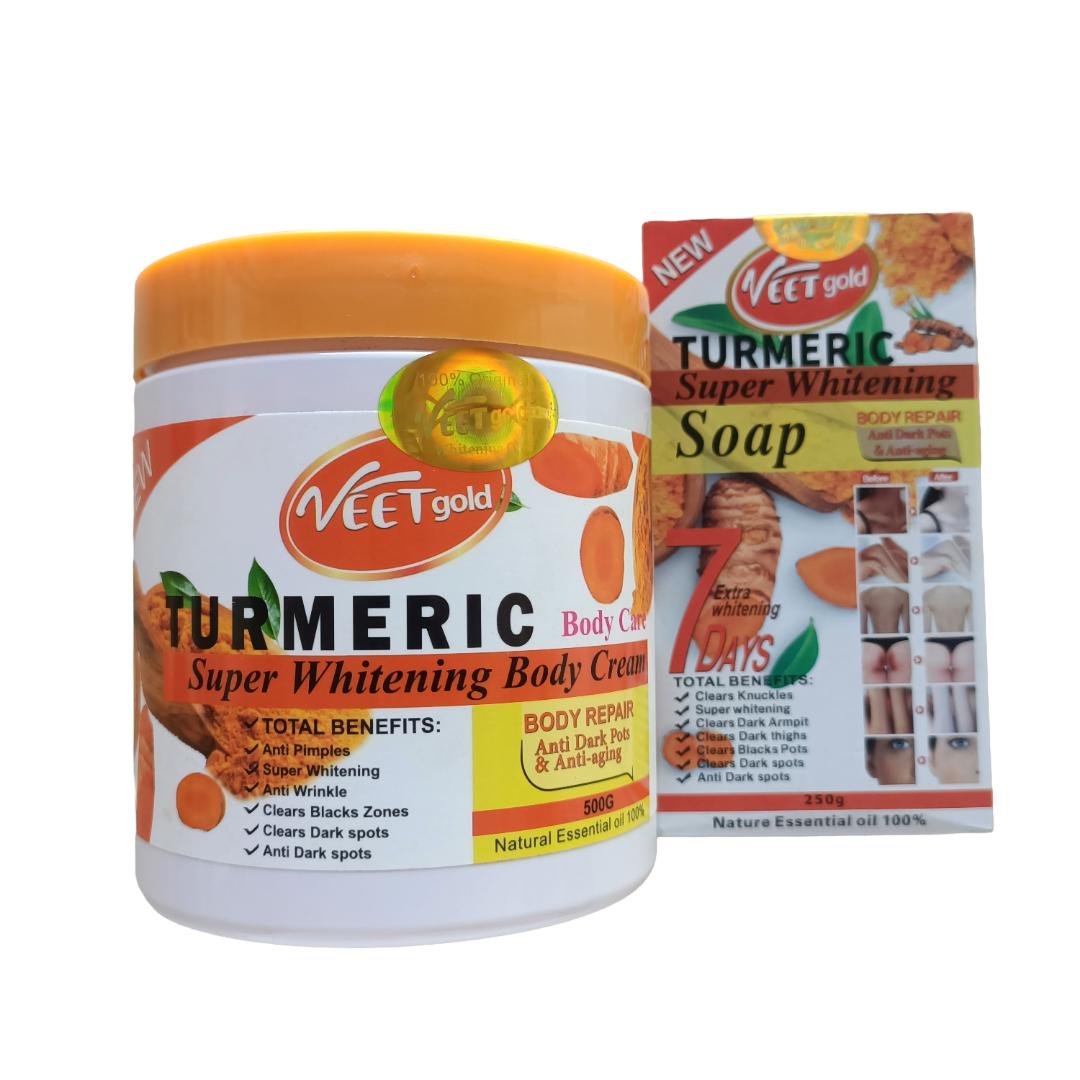 VEET Gold Tumeric Skin Care Set ( Cream+ Scrub +Soap + Oil)