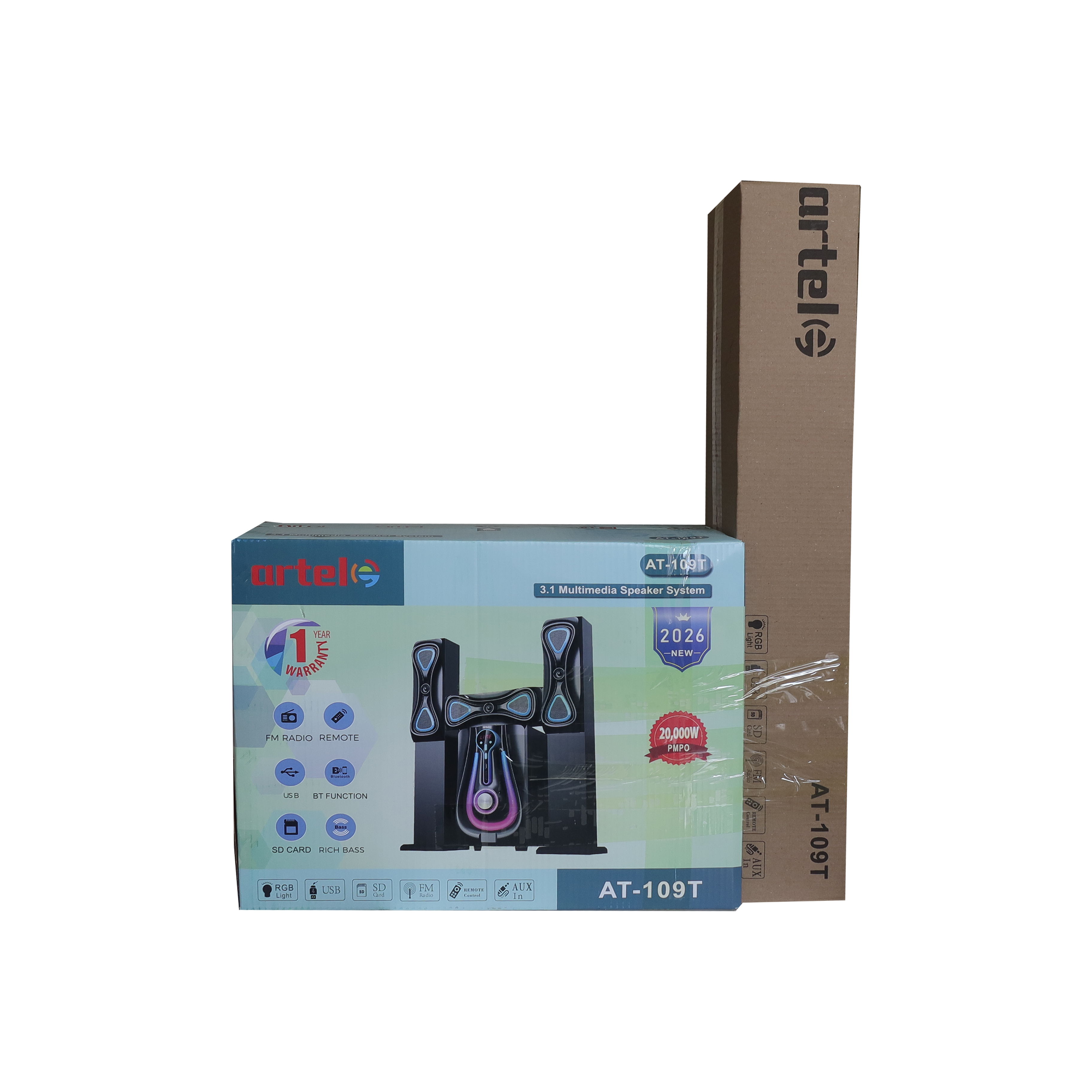 Artel AT-109T 3.1CH Multimedia Bluetooth Subwoofer Speaker, 20000W High Power Home Audio System | Supports Bluetooth/USB/SD/FM Multi-Mode Playback, Remote Control Included, 12-Month Warranty.