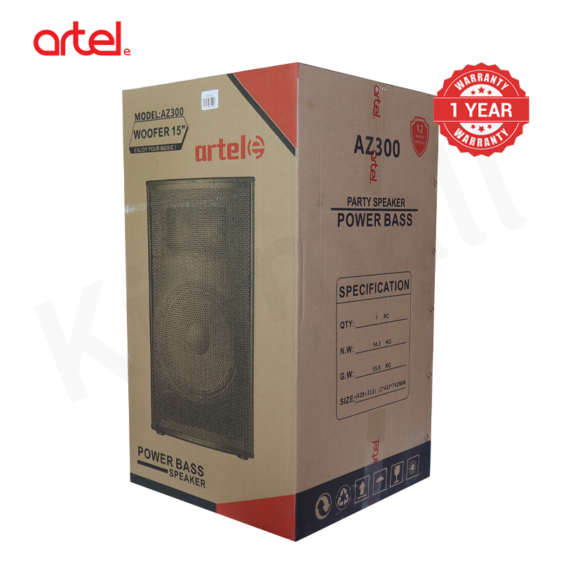 Artel AZ300 15" Passive Power Bass Speaker, High-Impact Outdoor Subwoofer Speaker System for Events Stage Performance, Bluetooth, FM Radio Woofer