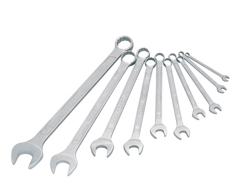 DISEN DISEN 8Pc Chrome Vanadium Steel Double Ring Spanner Set - 6-22mm Sizes, Rust-Free, Storage Rack