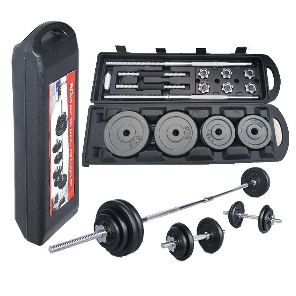 York 50kg Dumbbell Set – Adjustable Weight Training Kit with Bars & Plates for Home Gym Strength Training