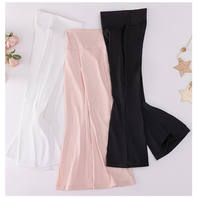 Kids Casual Pants Girl Yoga Flared Pants High Waist Stretch Sports Leggings Breathable Slim Fit Casual Trousers for 3 to 11 Years Old Girl Clothes Kid Trouser