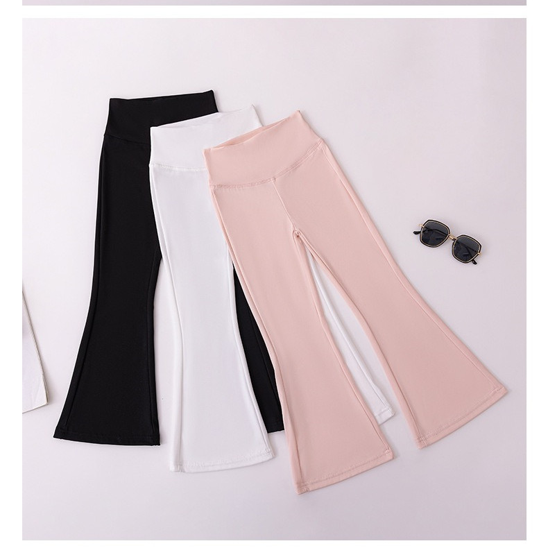 Kids Casual Pants Girl Yoga Flared Pants High Waist Stretch Sports Leggings Breathable Slim Fit Casual Trousers for 3 to 11 Years Old Girl Clothes Kid Trouser