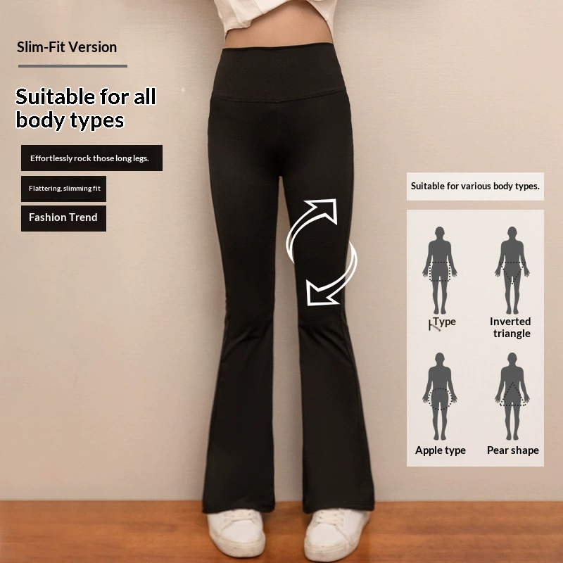 Kids Casual Pants Girl Yoga Flared Pants High Waist Stretch Sports Leggings Breathable Slim Fit Casual Trousers for 3 to 11 Years Old Girl Clothes Kid Trouser