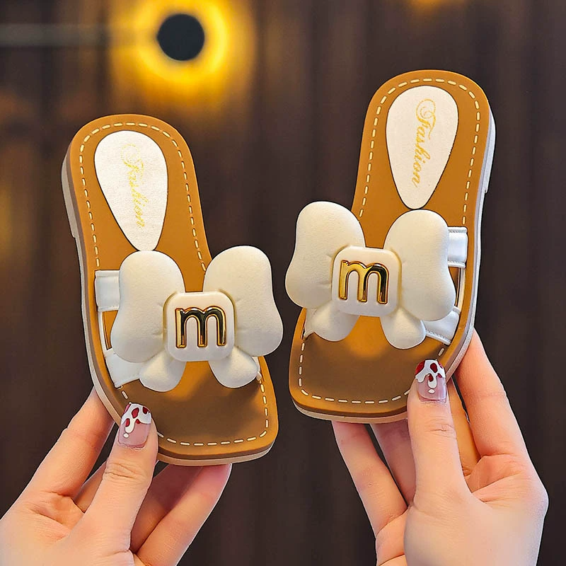 Girls' Shoes Kid Summer Slippers Fashion Anti Slip Slippers for Girls Kids Shoes Bow Slippers Princess Sandals Outdoor Slides for Baby Girls Open Shoes
