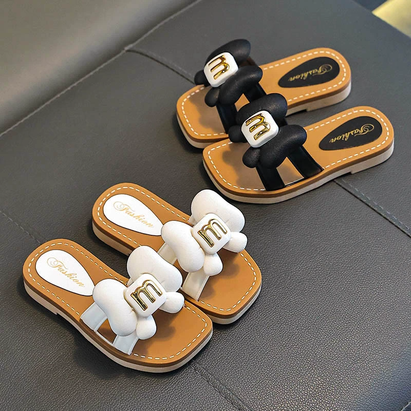 Girls' Shoes Kid Summer Slippers Fashion Anti Slip Slippers for Girls Kids Shoes Bow Slippers Princess Sandals Outdoor Slides for Baby Girls Open Shoes