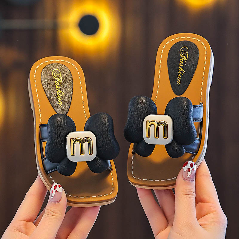 Girls' Shoes Kid Summer Slippers Fashion Anti Slip Slippers for Girls Kids Shoes Bow Slippers Princess Sandals Outdoor Slides for Baby Girls Open Shoes