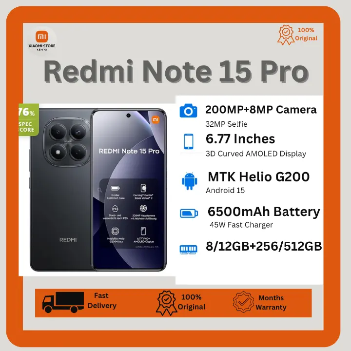 [PRICE DROP🔥🔥] XIAOMI Redmi Note 15 Pro 256GB+16(8+8)GB 120Hz AMOLED 3D Curved Display Dual SIM (200MP+8MP) Camera 32MP Selfie 65000mAh 45W Hyper Charging Under-Display Fingerprint IP65 Smartphone