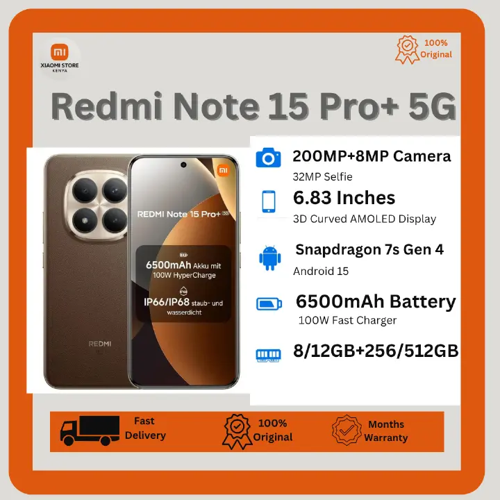 [NEW ARRIVAL🔥🔥] XIAOMI Redmi Note 15 Pro+ 5G 12GB+512GB 6.83" 120Hz 3D Curved AMOLED Display Dual SIM/e-SIM 200MP Camera 6500mAh Battery 100W IP68/69K Redmi Note 15 Pro Plus Smartphone