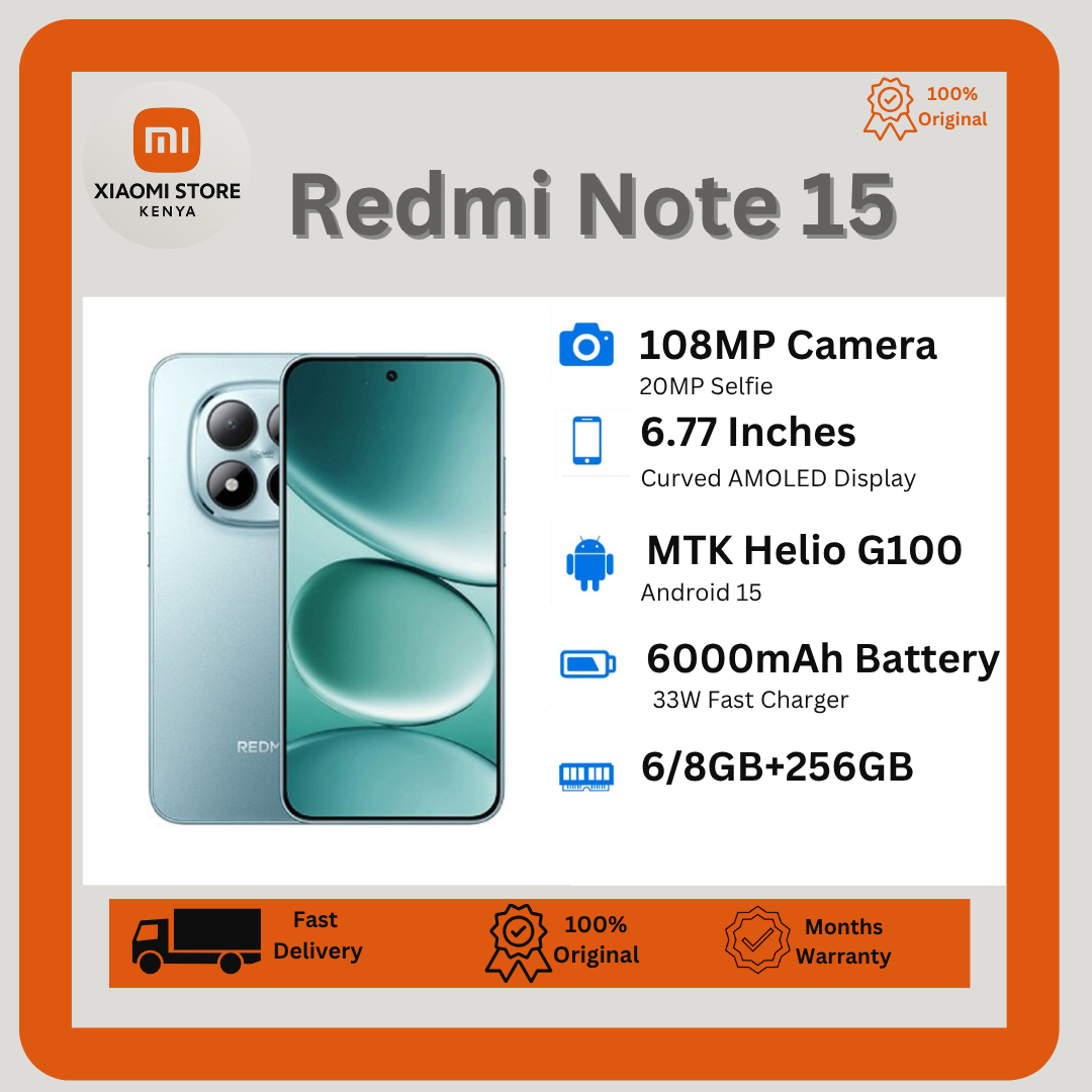 [New Arrival] XIAOMI Redmi Note 15 8GB+256GB 6.77" AMOLED 120Hz Display 108MP Camera 6000mAh Battery Dual SIM On-Screen Fingerprint Unlock 33W Fast Charge Smartphones Android Smart AI