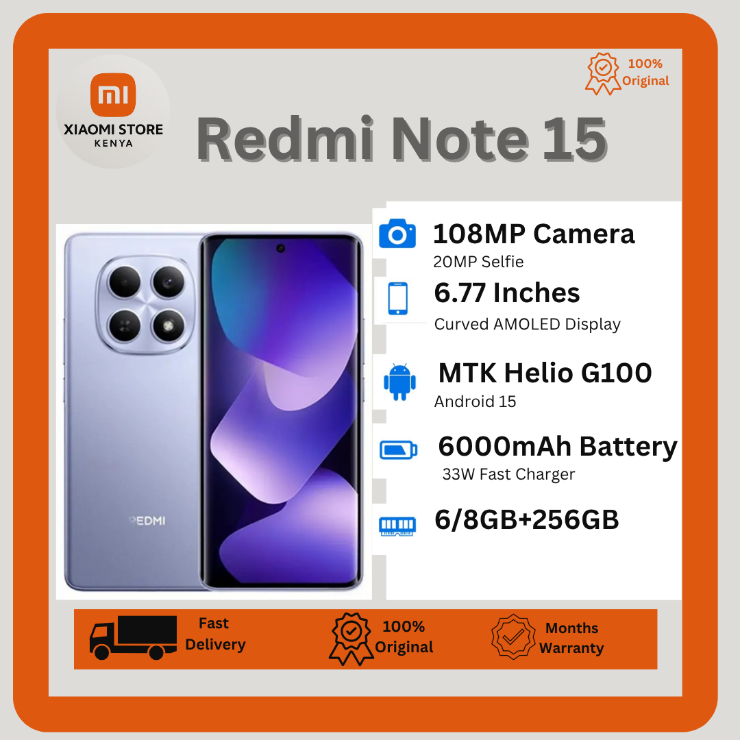 [New Arrival] XIAOMI Redmi Note 15 8GB+256GB 6.77" AMOLED 120Hz Display 108MP Camera 6000mAh Battery Dual SIM On-Screen Fingerprint Unlock 33W Fast Charge Smartphones Android Smart AI