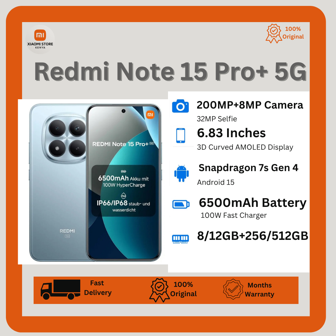 [NEW ARRIVAL🔥🔥] XIAOMI Redmi Note 15 Pro+ 5G 12GB+512GB 6.83" 120Hz 3D Curved AMOLED Display Dual SIM/e-SIM 200MP Camera 6500mAh Battery 100W IP68/69K Redmi Note 15 Pro Plus Smartphone